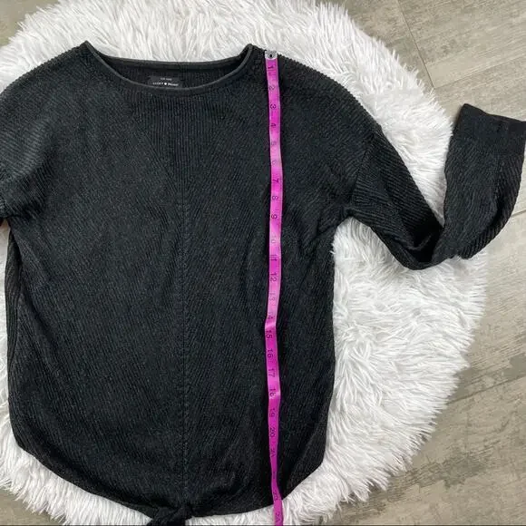 Lucky Brand Ribbed Front Knot Tie Sweater. Dark gray. Size medium. - Picture 5 of 9